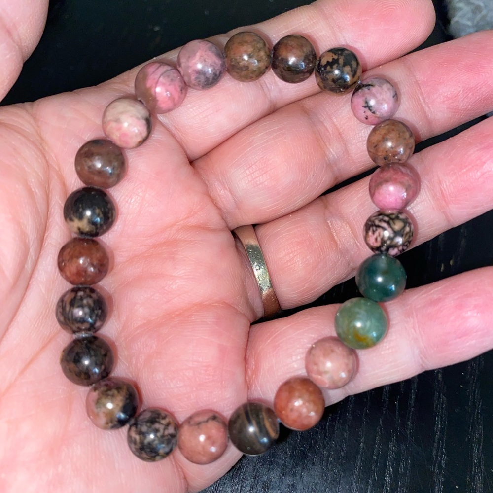 Genuine Rhodonite crystal bracelet
